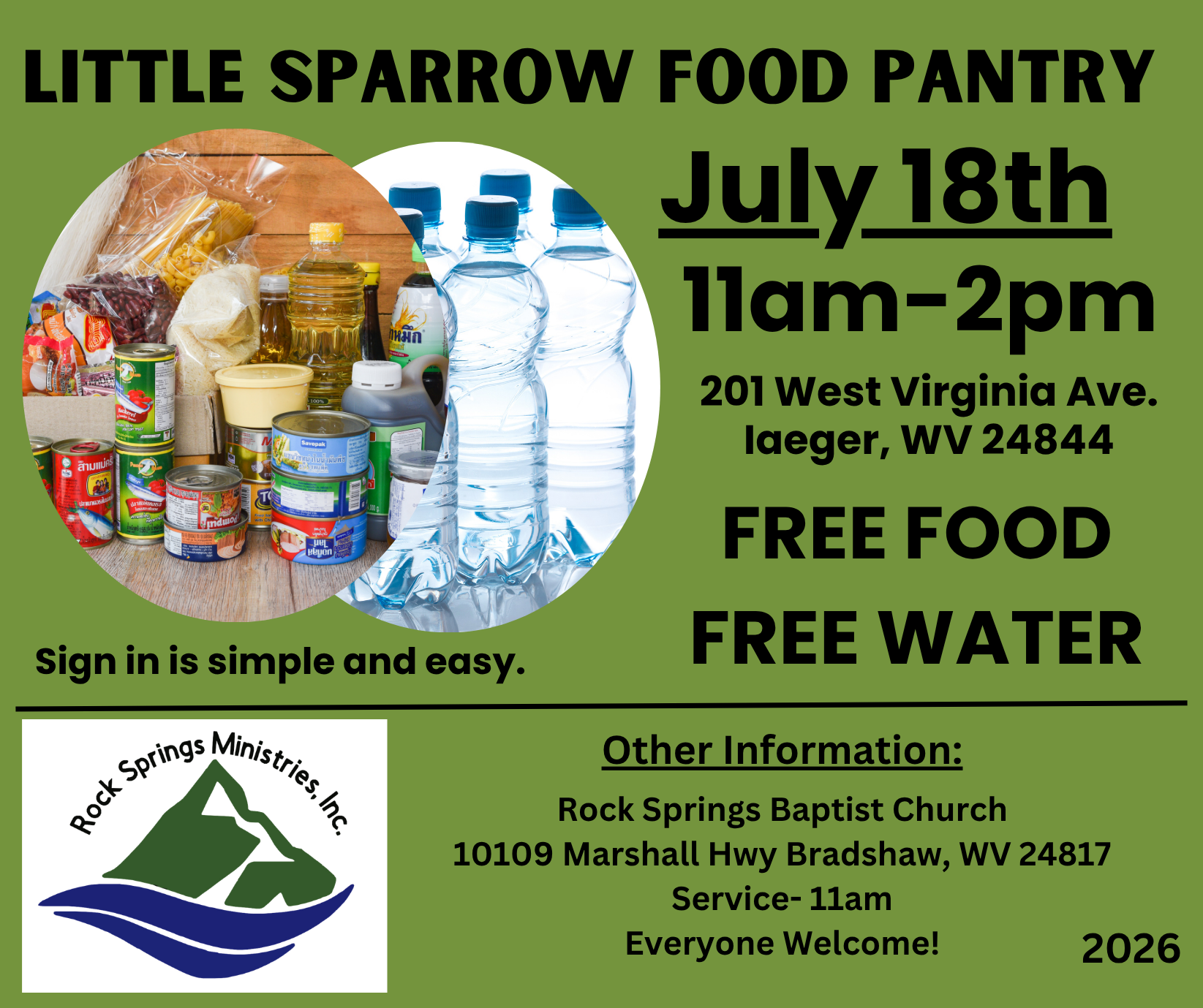 July 18th, 2026 Food Give-Out at 11am